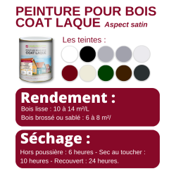 PEINTURE POUR BOIS : COAT LAQUE - Caractéristiques